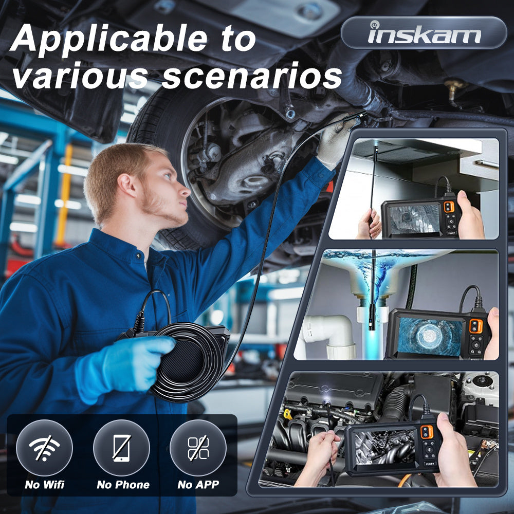 4.3in LCD Screen Industrial Endoscope 8mm Dual/ Single Lens, Endoscope Camera, Auto Repair Plumbing House Auxiliary,