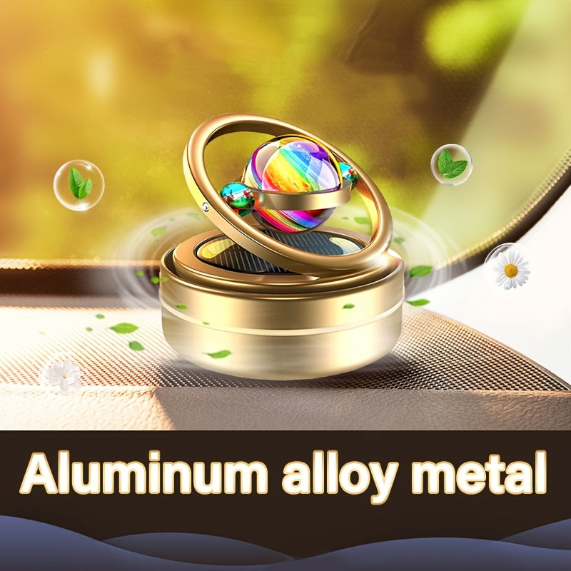 [Solar Power Car Diffuser] Rotating Solar Power Car Fragrance Diffuser, Essential Oil Diffuser, Car Decoration, Interior Accessories | Includes Two Aroma Pads As a Gift