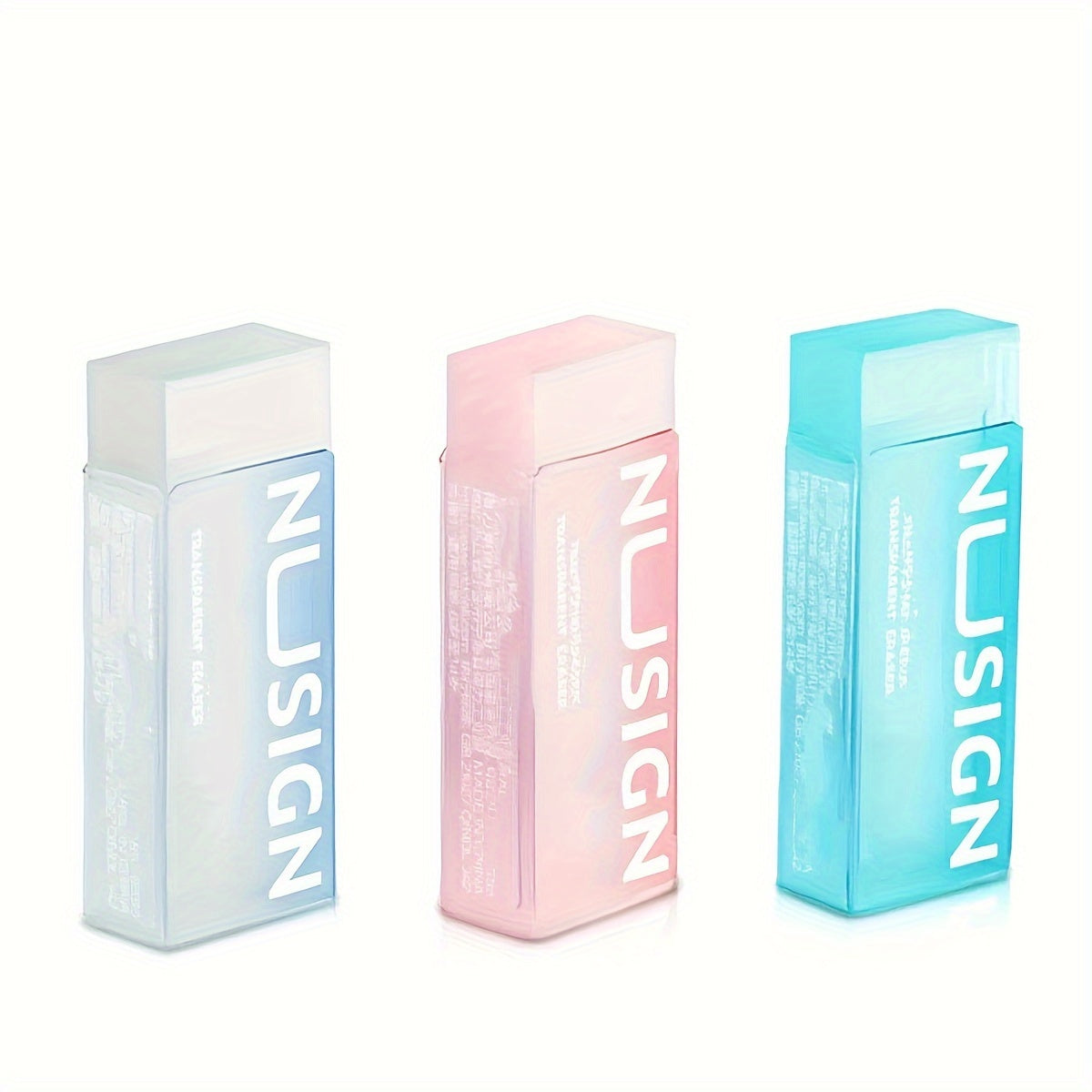 [Cute Eraser] Transparent Visible Design Rectangle Synthetic Rubber Eraser | Deli Lovely, Simple Solid Color, Cute Student School Supplies