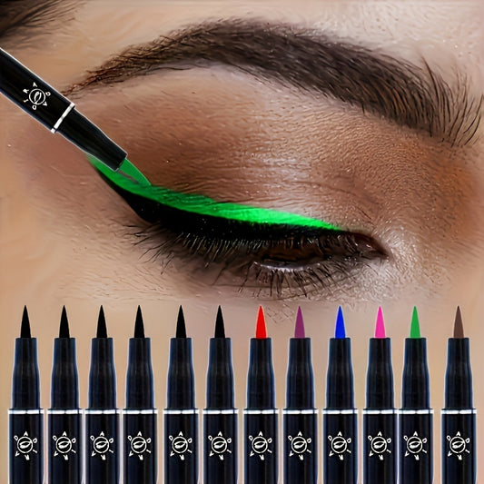 12pcs Liquid Eyeliner, Coloured, Waterproof, Smooth, Easy to Apply, Long-lasting, Non-Fading