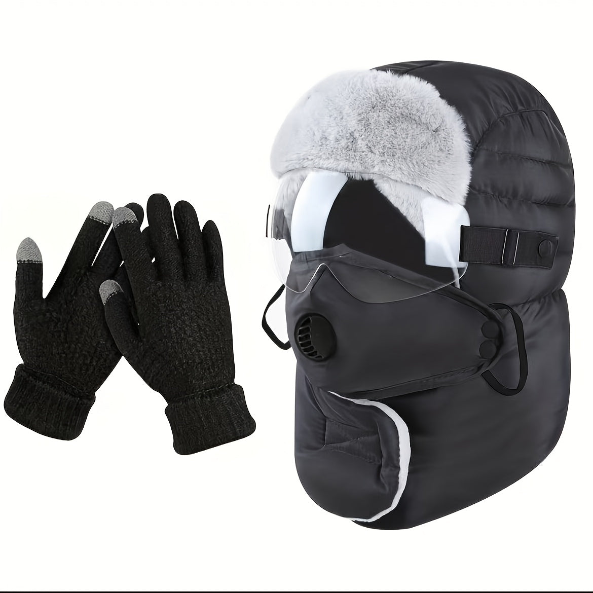 Winter Cycling Outdoor Hat, Ear Muffs & Mask Combo