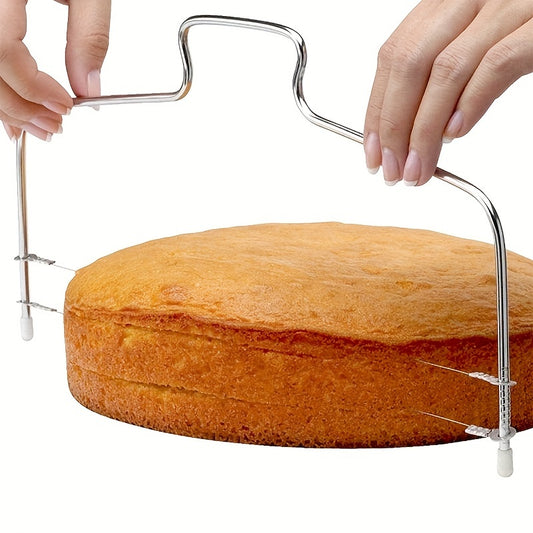1pc Stainless Steel Bow Shaped Cake Cutter - Single and Double Line Slicer, Food Grade, Rust-Resistant, Easy to Clean, Baking Essential, Kitchen Gadget, and Accessory