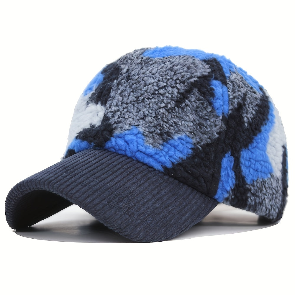 Winter Camouflage Baseball Hat, Men's And Women's Fashion Lamb Feather Cap