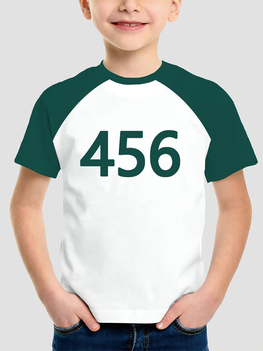 456 Number Print T-Shirt for Kids - Casual Crew Neck, Polyester, Medium Stretch, Short Sleeve, Spring/Summer/Fall, Weekend Casual, Conventional Fit, Knit