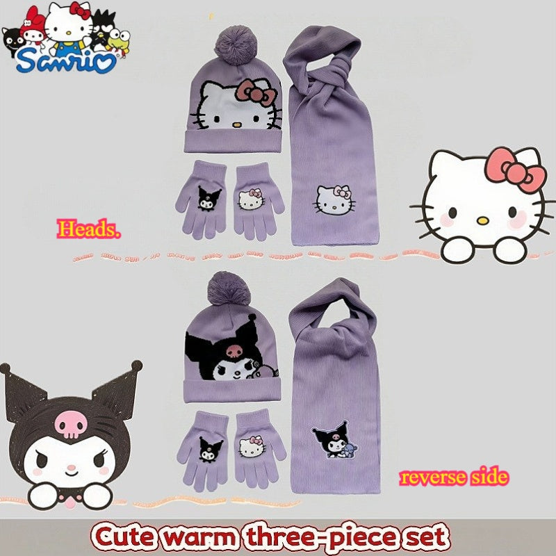 3pcs/set SANRIO Front Kitty Back for kitty Knit Hat