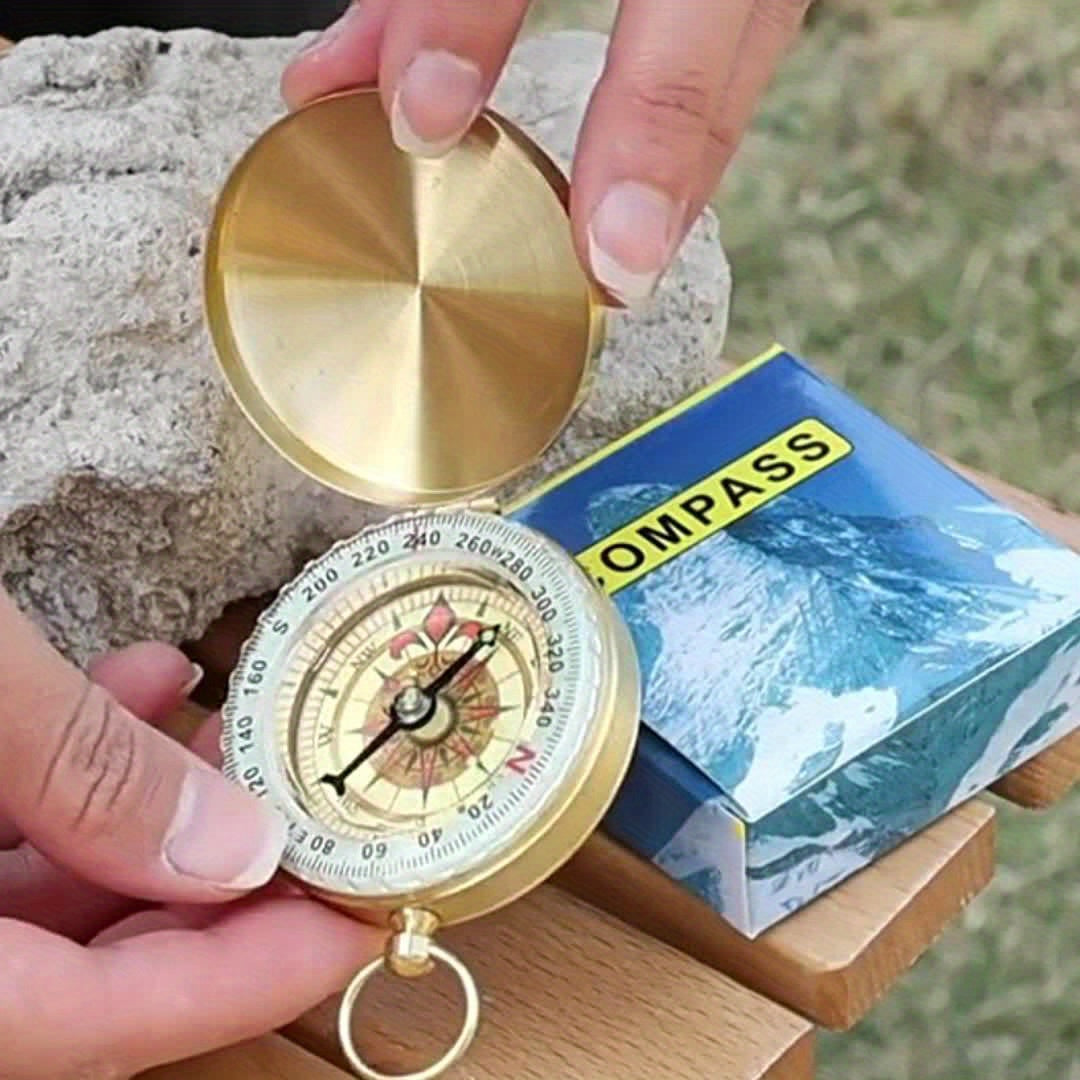 1pc Premium Copper Survival Compass - High-Accuracy Navigation, Glow-in-the-Dark Visibility, Water-Resistant, Durable Construction - Essential Tool for Camping, Hiking, Backpacking, Outdoor Adventures at Night