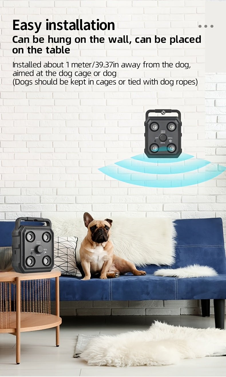 Soundwave technology Anti-Bark Device for Dogs & Humans, Rechargeable USB-Powered with 300Hz-30KHz Range, Intelligent Bark Recognition, 3 Training Modes, Automatic Stop Barking Detection, Quad-Core Soundwave Technology