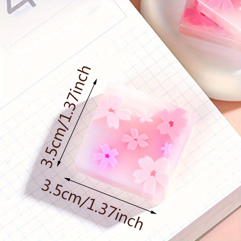 [2-Pack Cherry Blossom Erasers] 2-Pack High Value Cherry Blossom Translucent Rubber Erasers | Creative Small Fresh Erasers for Students, Desktop Decor, Clean Wiping, No Trace