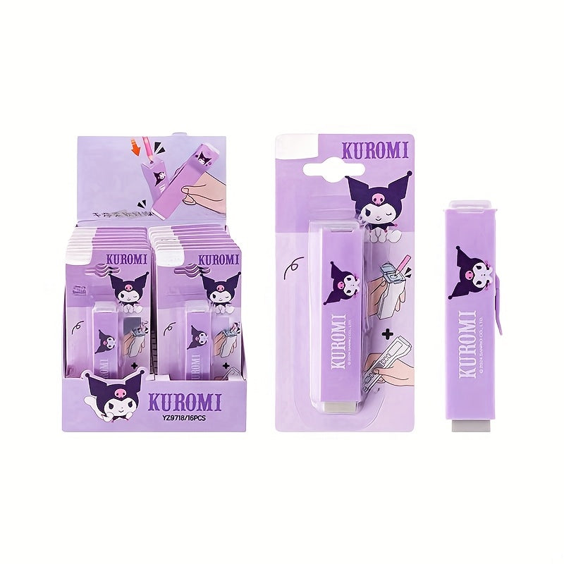 () Sanrio Kuromi Multi-function Push and Pull Rubber pencil sharpener Set