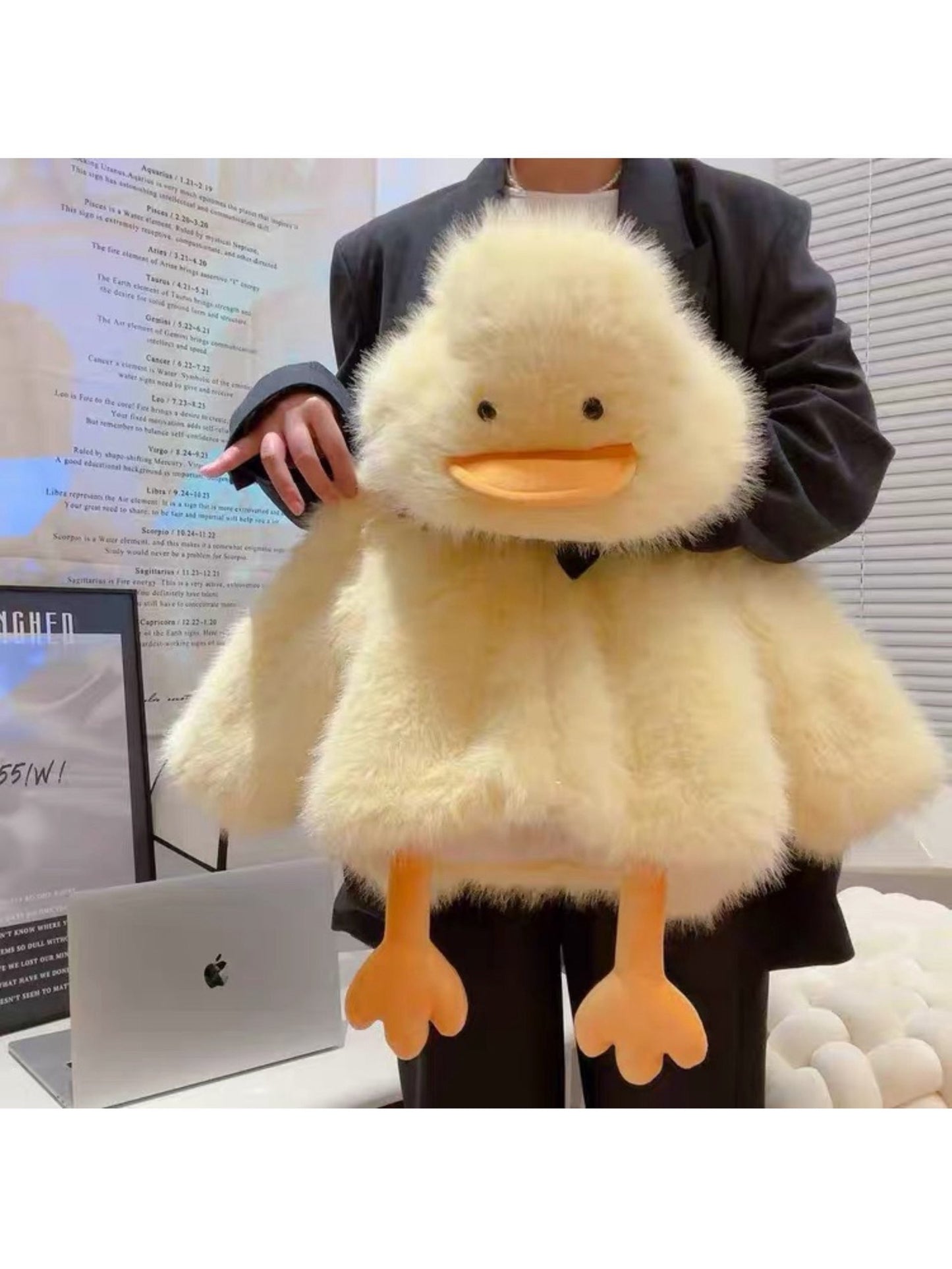 Girls' Winter Coat - Cute Duck Design with Fluffy Hood, Thick Insulated Zipper Front, Long Sleeve & Polyester Fill, Perfect for Halloween & Christmas, Cozy Outerwear, Playful Design, Soft Texture