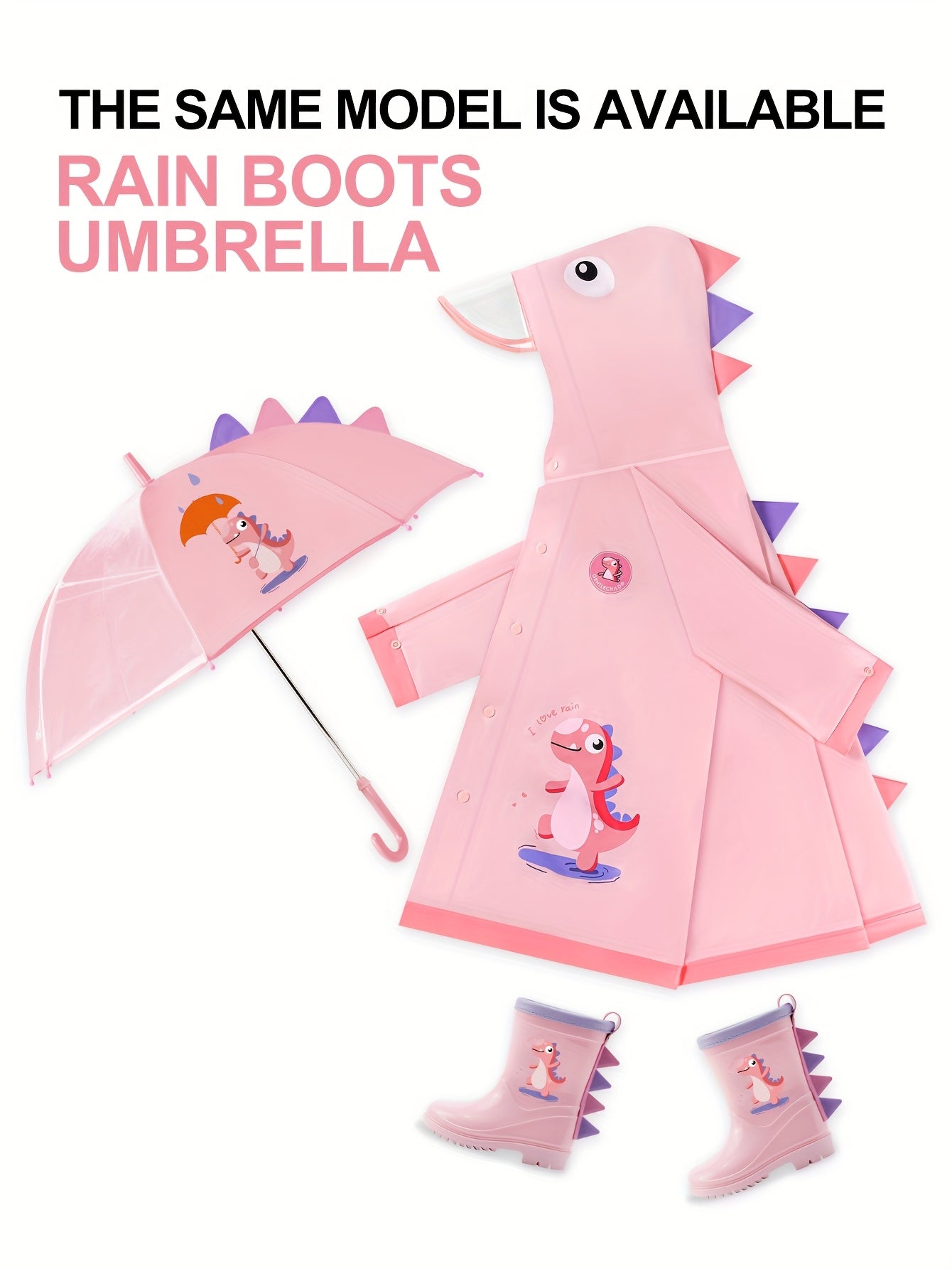 Kids' Soft and Comfortable Outdoor Thickened Raincoat for Boys and Girls -6 Years, Cute EVA Lightweight Rain Cape with 3D Tail Spikes