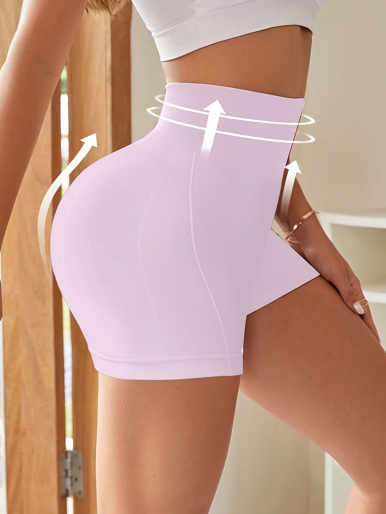 5pcs High-Waisted, High-Rise Athletic Shorts for Women - Black, Green, Pink, Light Blue, and Purple - Stretchy, Comfortable Yoga, Exercise, and Running Shorts, Exercise Shorts|Stretchy Fabric|Medium Support Sh