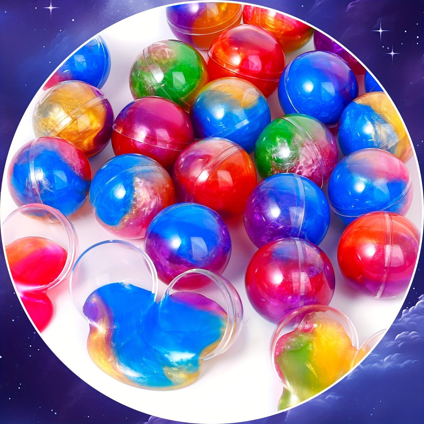 24pcs for Galaxy Slime Balls - Stretchy & Non-Sticky, Ideal for Classroom Rewards, Valentine's Day, Birthday Gifts, Easter Basket Fillers, Halloween & Christmas Stocking Stuffers - Multicolor