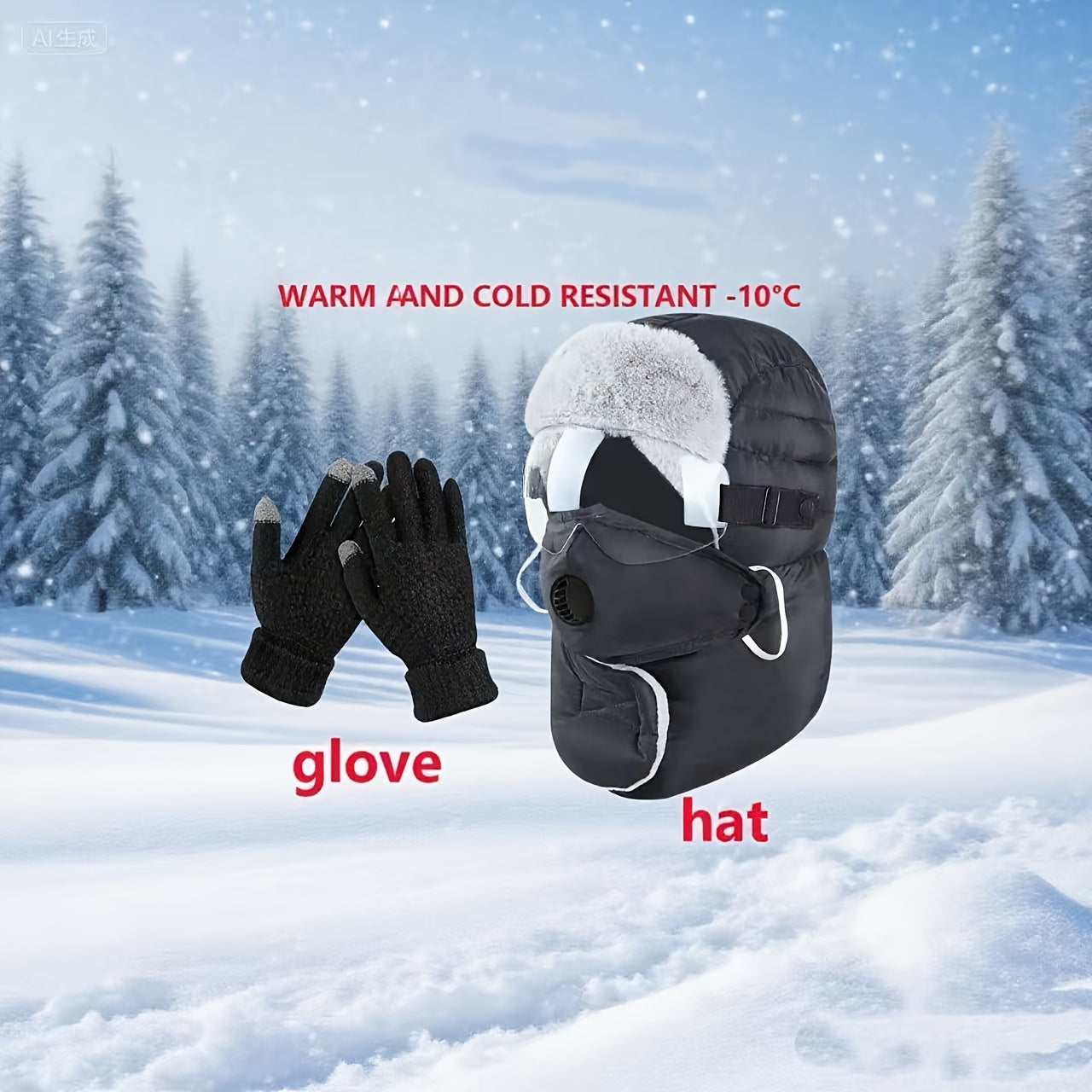 Winter Cycling Outdoor Hat, Ear Muffs & Mask Combo