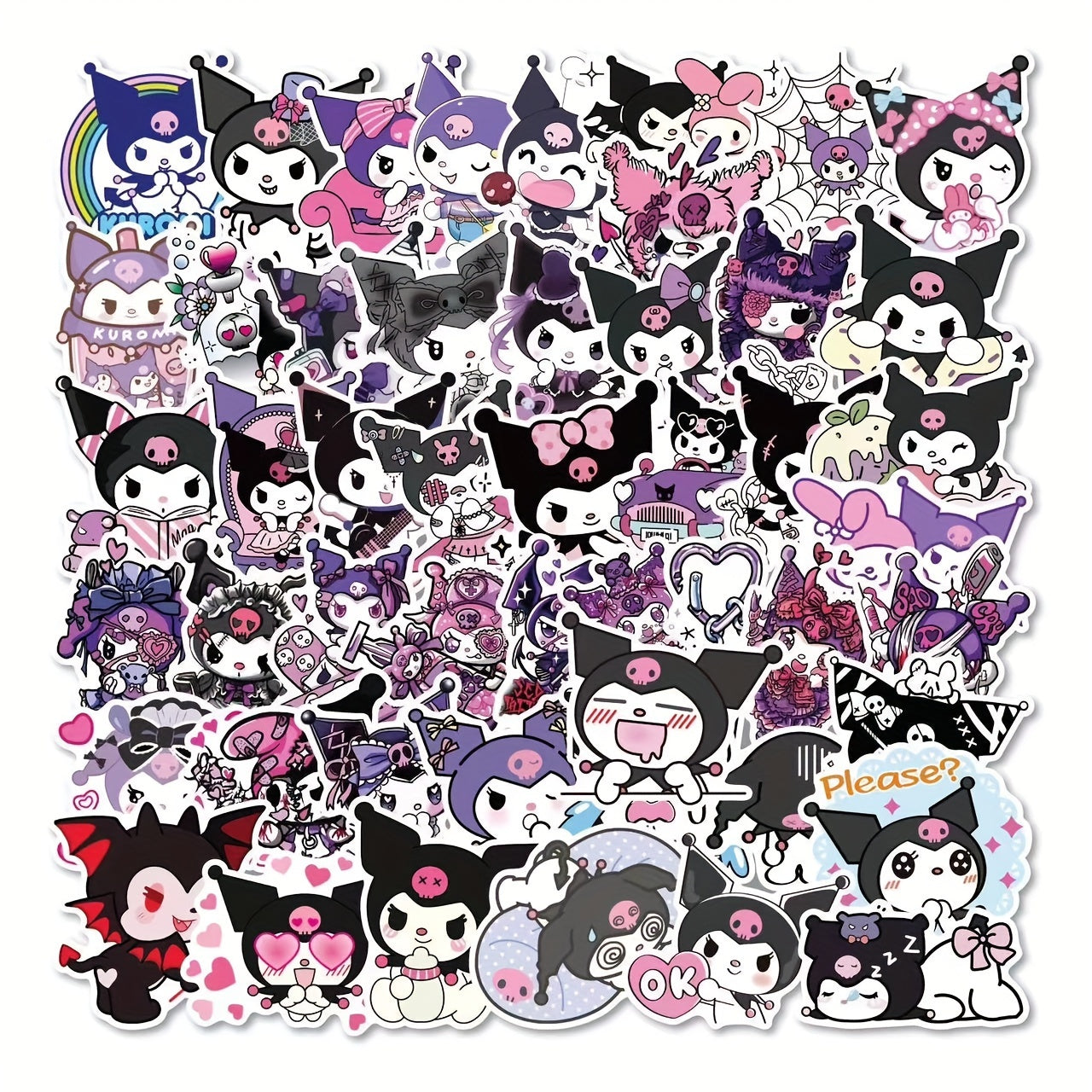 50 PCS Sanrio Kawaii Sticker Collection Deluxe - Vibrant, Waterproof, Laptop-Friendly Stickers Featuring Adorable Kuromi, Cinnamoroll & Friends - Perfect for Customizing Phones, Luggage, Water Bottles, Journals and More!