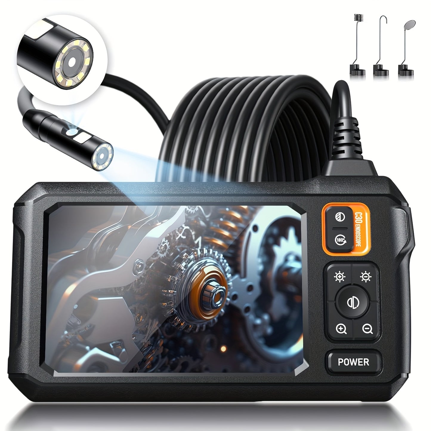 4.3in LCD Screen Industrial Endoscope 8mm Dual/ Single Lens, Endoscope Camera, Auto Repair Plumbing House Auxiliary,