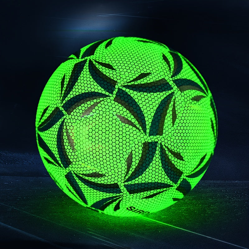[Fluorescent Soccer Ball] 1pc Shiny Fluorescent Green Soccer Ball Wearable PU Size 5 | Professional Match Ball for Outdoor Training & Home Entertainment, Perfect for Birthday Gifts, Soccer Training Gear