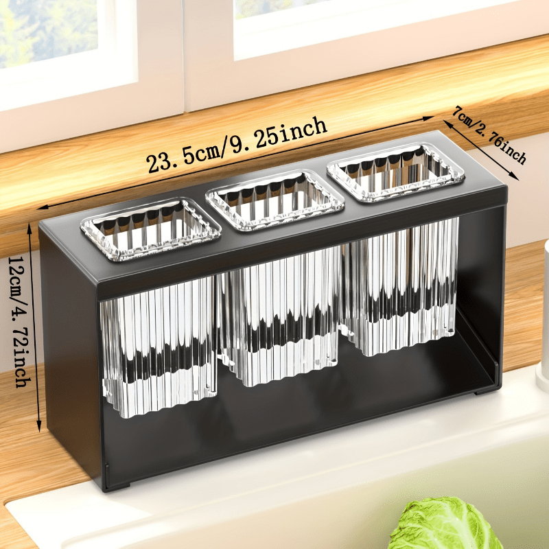 1pc Multifunctional Kitchen Utensil Organizer with Drainboard - Plastic Tableware Storage Holder for Knives, Forks, Spoons, and Chopsticks - Countertop Utensil Rack with Built-in Drainage for Home and Restaurant Use