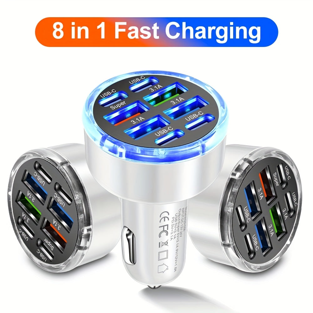 8-in-1 Car Charger with QC3.0 & PD