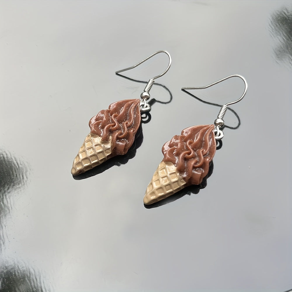 Imitation Ice Cream Resin Drop Dangle Earrings Food Design Accessories For Women Party Jewelry