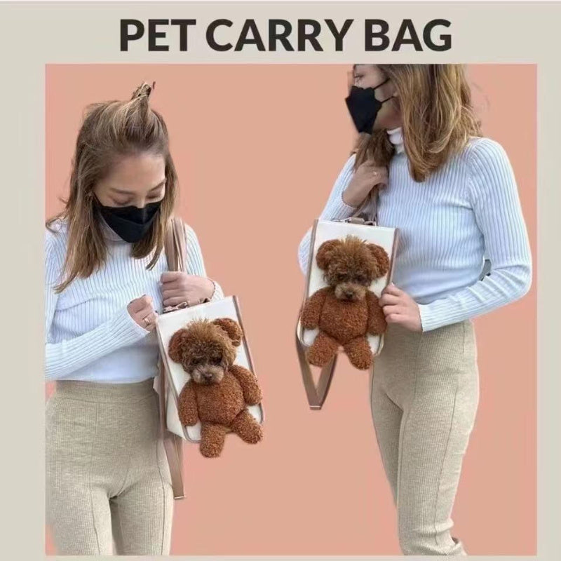 1pc Pet Go Out Large Capacity Bag Can Outcrop Bear Plush Cat Bag Shoulder Bag Small Dog Handbag Pet Bag