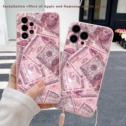 A Soft Silicone Anti-Drop Phone Case in a Pink Anime Print Design, Compatible with Apple Series 11, 12, 13, 14, 15, 16 Pro Max And Samsung Series A05, A15, A25, A35, A55, S23, S24 Ultra.