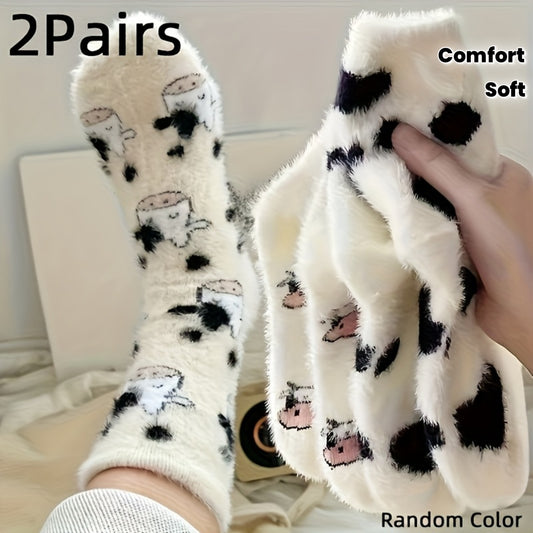 2 Pairs Cozy Fleece-Lined Winter Socks