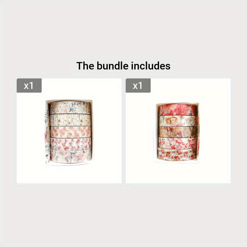 [Traceless Washi Tape] 5 Rolls of Tear-Off Traceless Washi Tape Flower Series - Decorative Sticker Tape for Diaries, Photo Albums, Schedules and Party Decorations