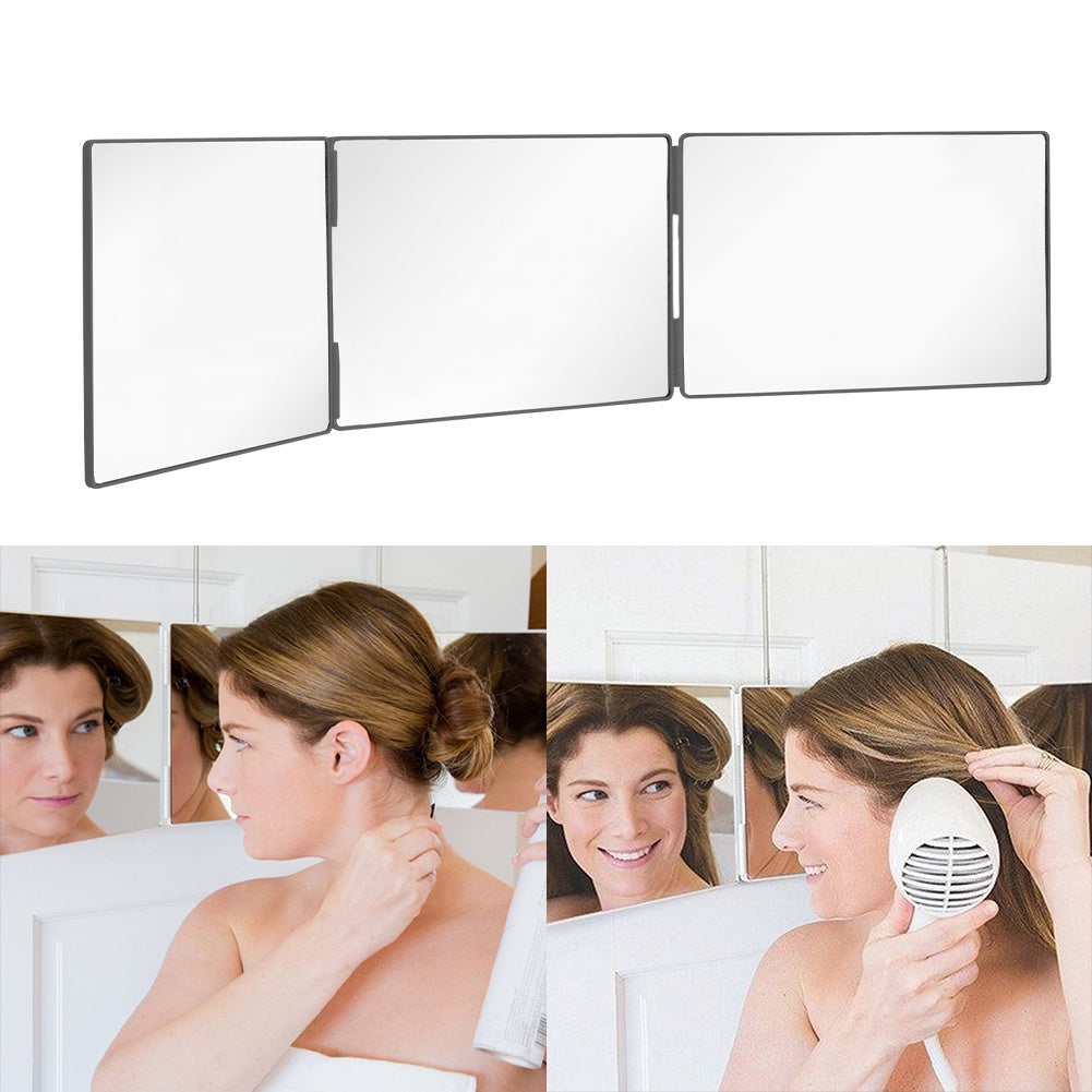Rotating Three Way Mirror Hair Clipper, 3-way Rotating Folding Makeup Mirror,
