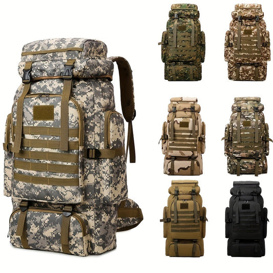80L Hiking Backpack - Durable Oxford, Adjustable Straps, Multiple Compartments | Ideal for Outdoor Adventures, Camping, Travel
