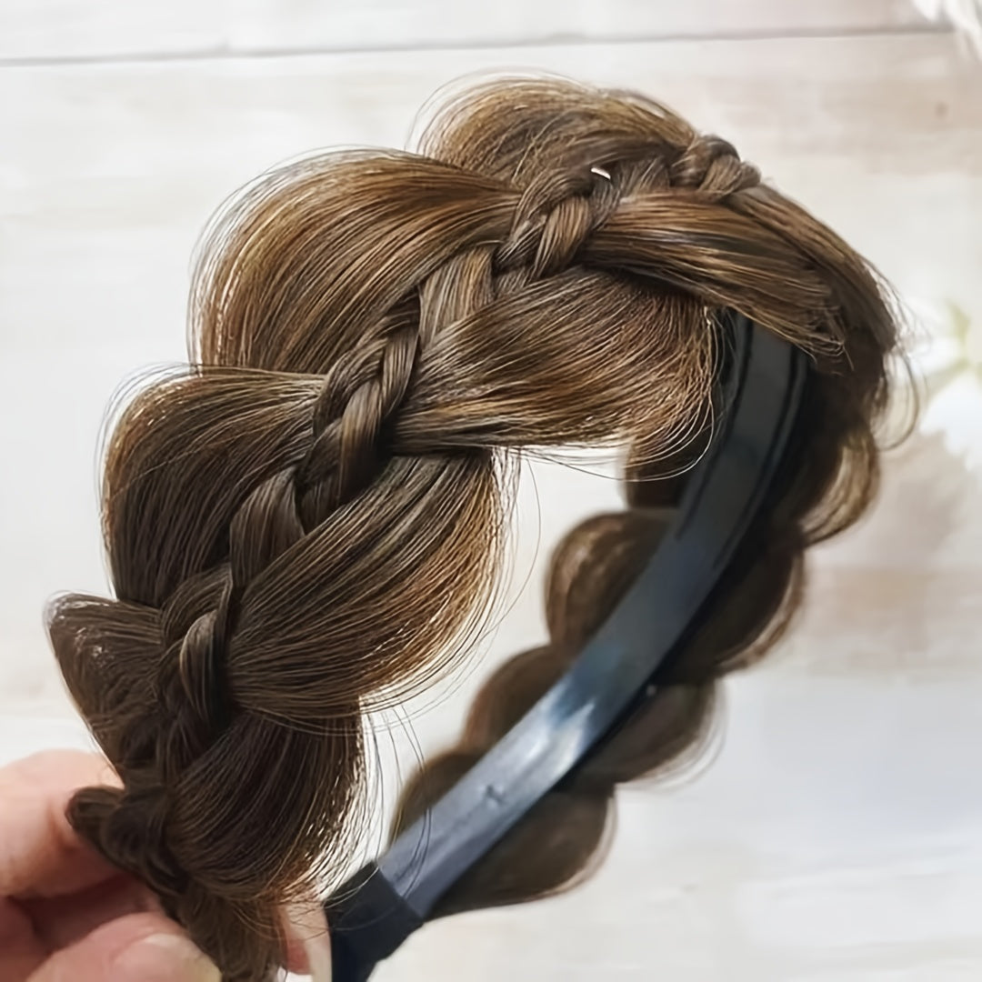 1pc Luxurious Handcrafted Wide Brim Braid Wig Headband - Exquisite, Realistic & Versatile - Ideal for Teens, Outdoor Parties, Cosplay & Gifts - Princess Fairy Style, Enchanting Photography Props