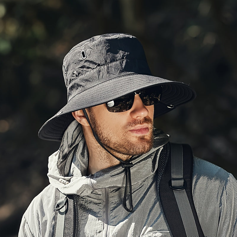 [Breathable Sun Hat] 100% Polyester Men's Breathable Sun Hat | Sports Style, Dual Ventilation, Essential for Outdoor Fishing & Travel, Woven Fabric Cap, Black, Hand Wash/Dry Clean | Perfect for Valentine's Day & Father's Day