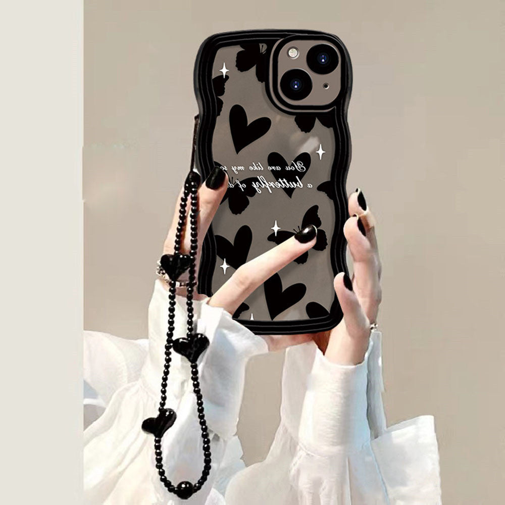 A Heart-Shaped Phone Case with a Butterfly Pattern and a Free Bracelet!