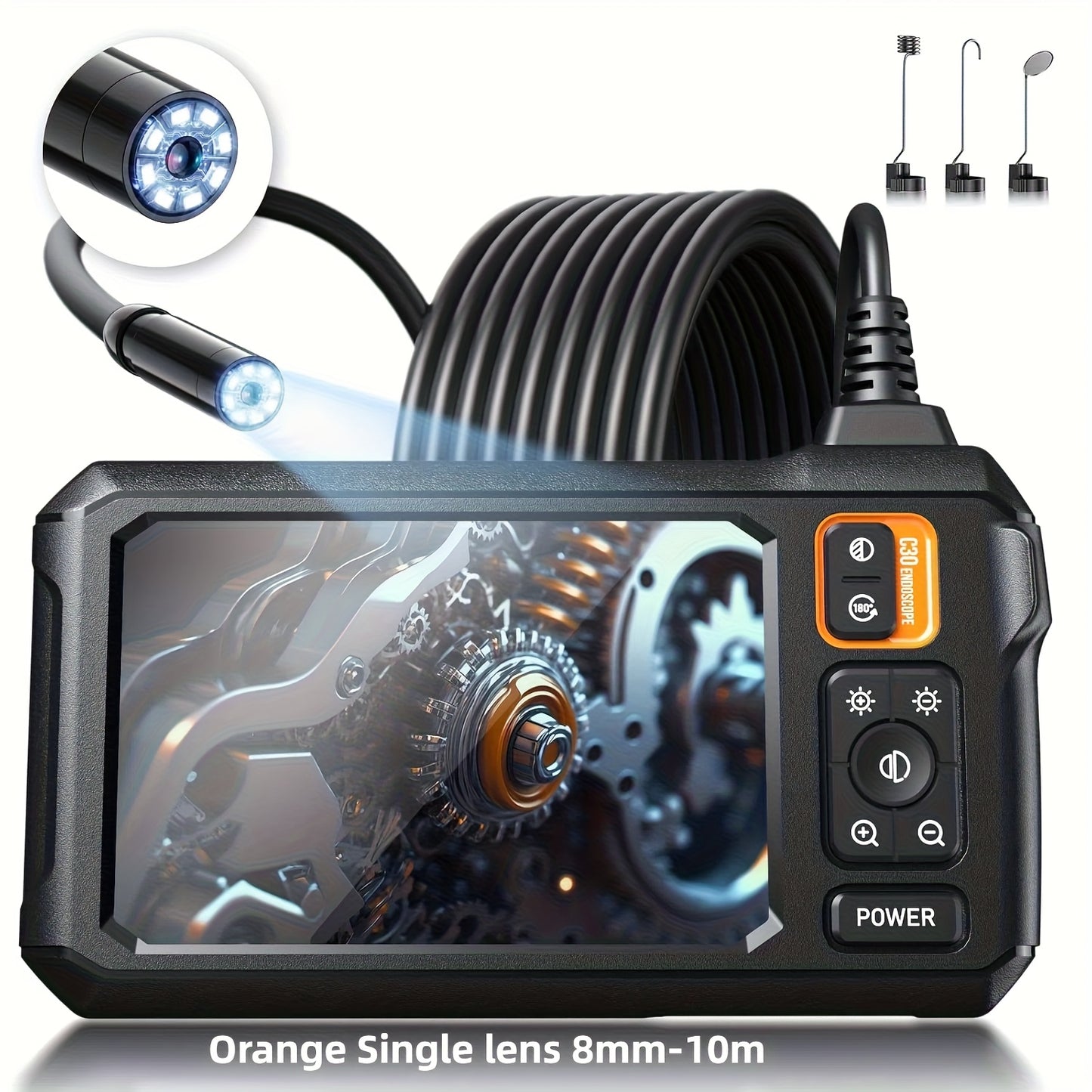 4.3in LCD Screen Industrial Endoscope 8mm Dual/ Single Lens, Endoscope Camera, Auto Repair Plumbing House Auxiliary,
