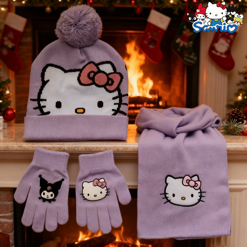 3pcs/set SANRIO Front Kitty Back for kitty Knit Hat