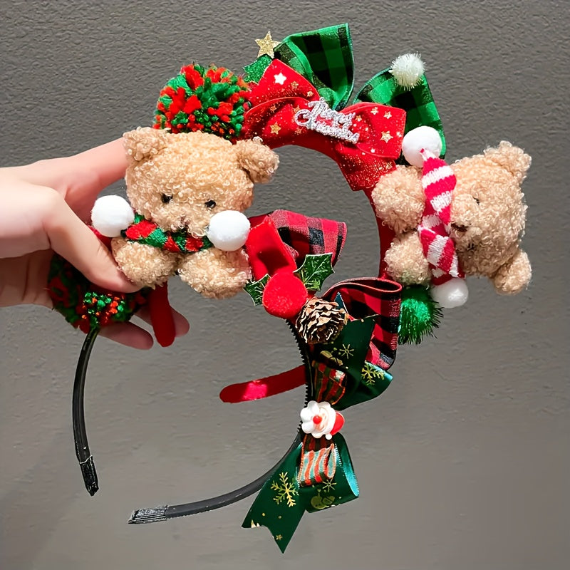 1pc Women'S Christmas Teddy Bear Bow Hairband
