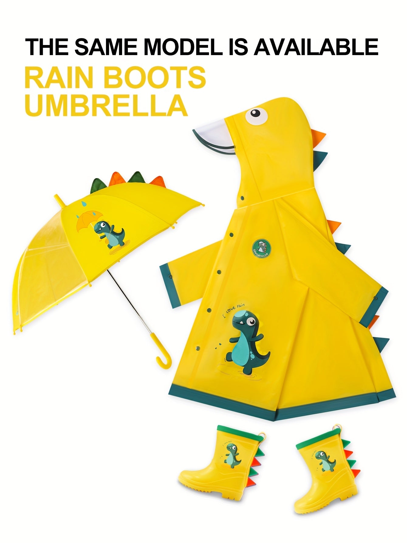 Kids' Soft and Comfortable Outdoor Thickened Raincoat for Boys and Girls -6 Years, Cute EVA Lightweight Rain Cape with 3D Tail Spikes