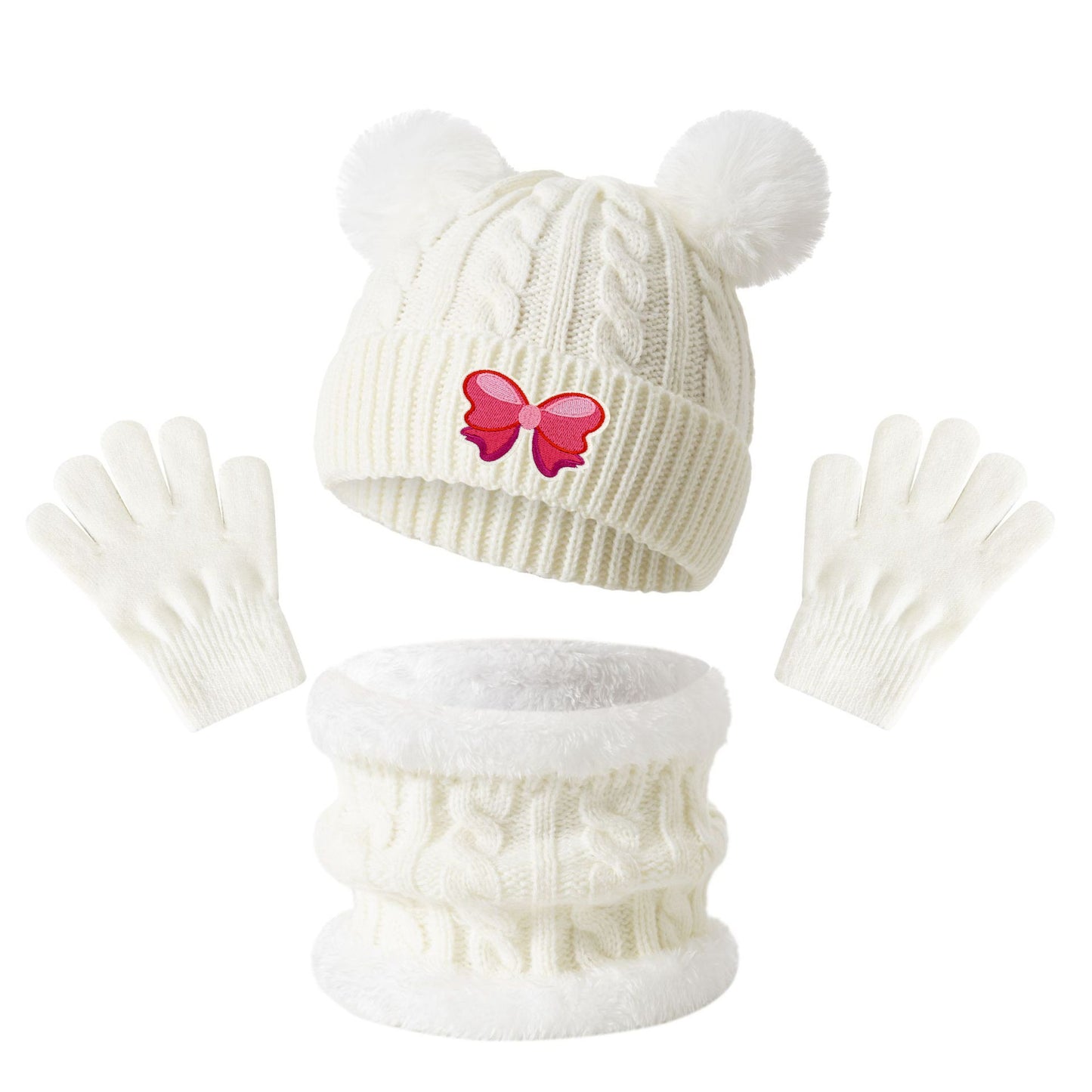 3pcs Kids Winter Set -Lined Hat, Scarf & Gloves