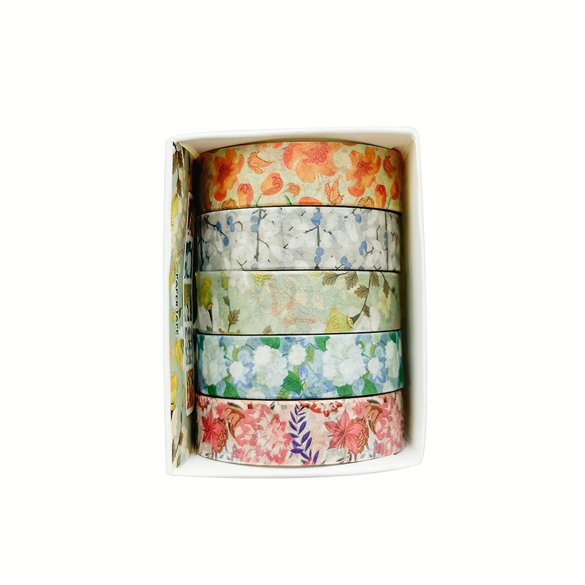 [Traceless Washi Tape] 5 Rolls of Tear-Off Traceless Washi Tape Flower Series - Decorative Sticker Tape for Diaries, Photo Albums, Schedules and Party Decorations