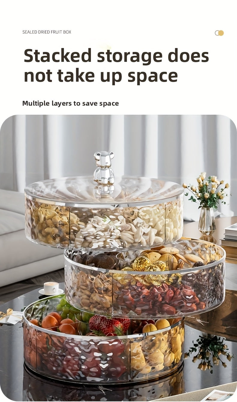Double-layer design with two color choices. Premium Compartment Snack Tray".
