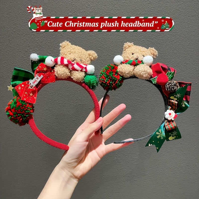 1pc Women'S Christmas Teddy Bear Bow Hairband