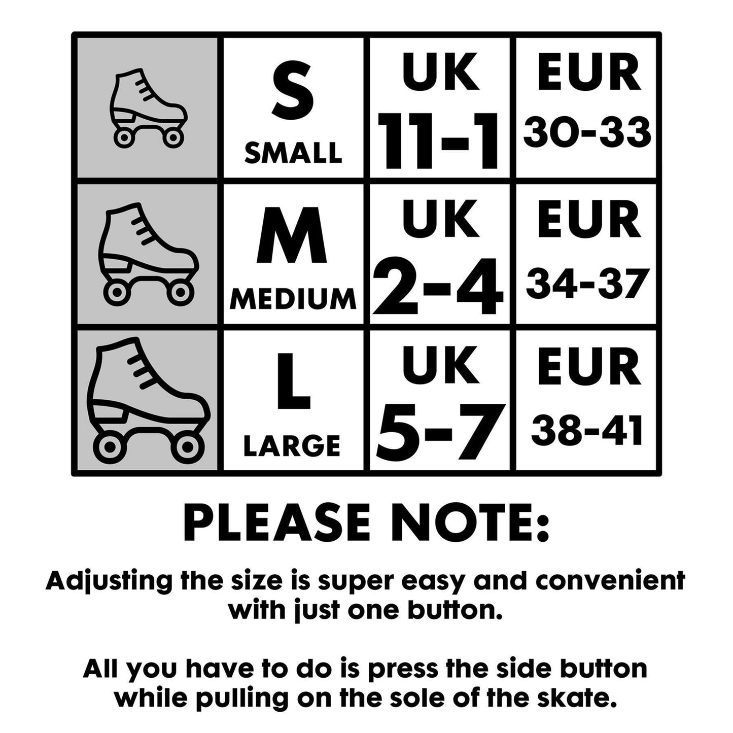 The Magic Toy Shop Kids 4 Wheel Quad Roller Skates Boots For Girls & Boys Adjustable Pink & Black (Adjustable Size: 5 - 7)