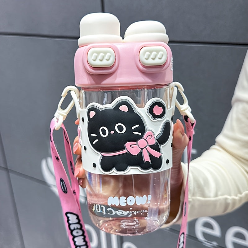 Cute Cartoon Tumbler - Capybara & Puppy Design, Portable, BPA-Free, Large Capacity, Ideal for Sports & Outdoor, Adorable Bear Illustrations