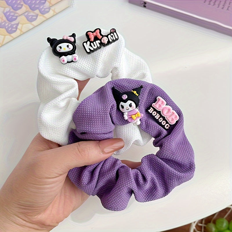 1 Set 4pcs Sanrio Cartoon for kuromi Hair Tie Decorative Hair Band, Non-Slip, for Women, Daily Use