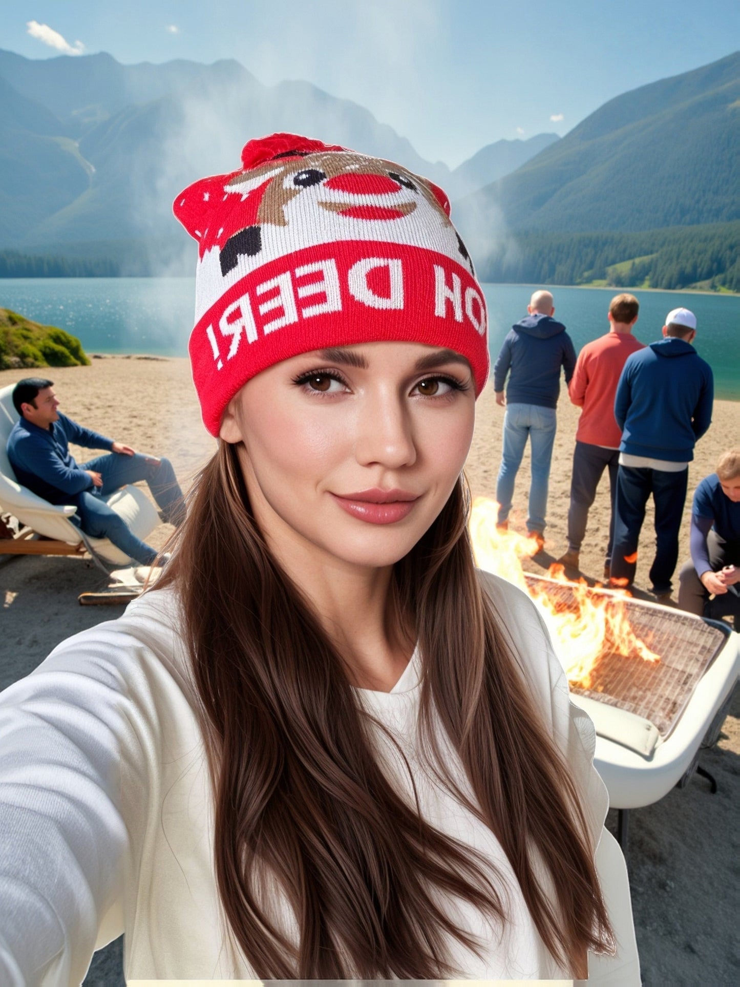 1pc Cartoon Jacquard Double-Layer Knitted Hat