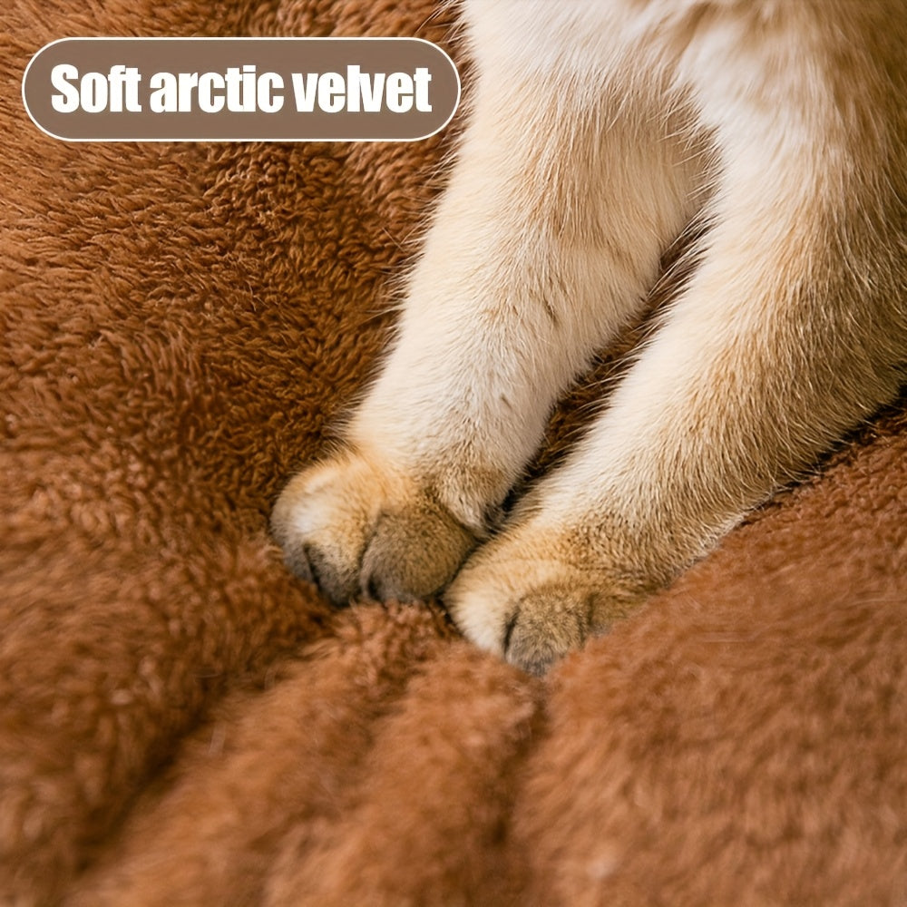 Cozy Polyester Cat House Bed, Removable and Washable Plush Pet Cave Nest, Warm and Soft Indoor Kitty Shelter, Christmas Gift for Cats
