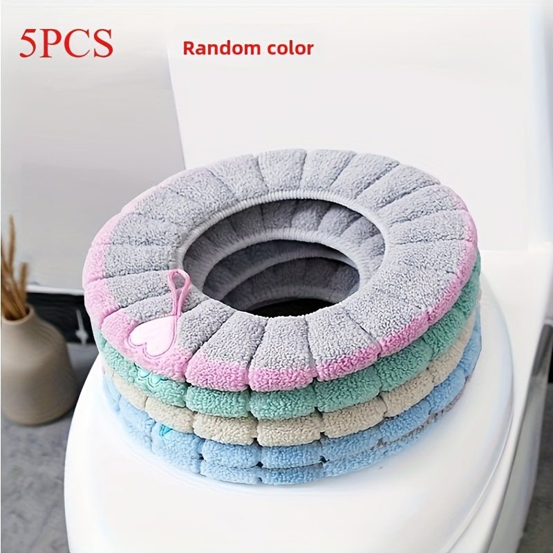 5pcs WinterWarmth Toilet Seat Covers