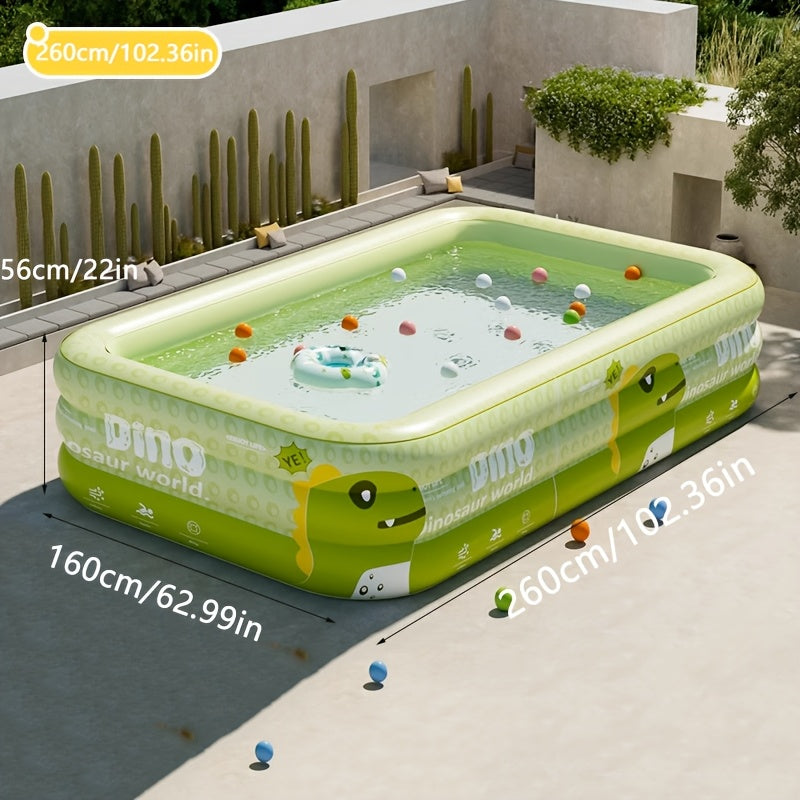 Large Dinosaur-Themed Inflatable Pool with Playground Features - Durable PVC, Foldable & Portable, Ideal for Family Water Play & Yard Pool Parties, Outdoor Water Play|Dinosaur Theme Pool|PVC Inflatable Pool