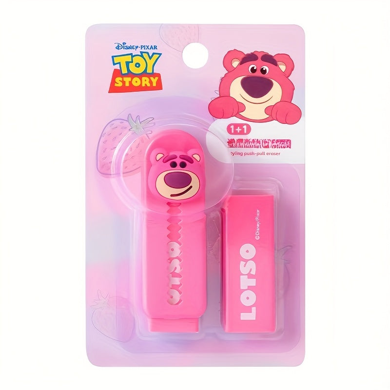 Disney Official! Strawberry Bear Stitch Pattern Eraser Soft Material Leaves No Marks on Paper