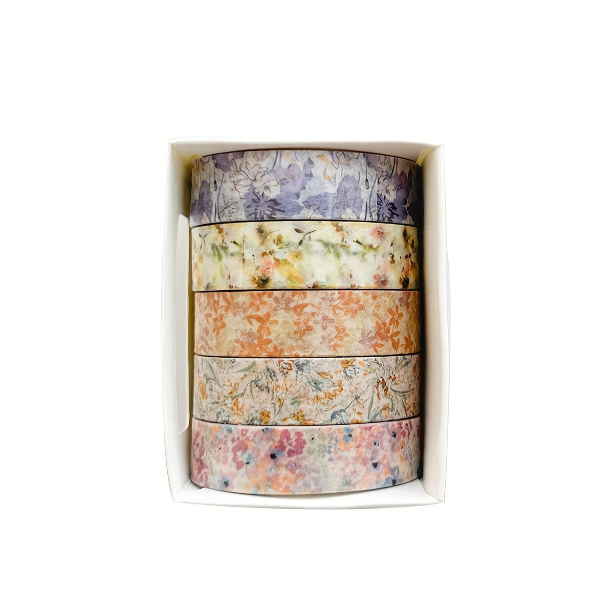 [Traceless Washi Tape] 5 Rolls of Tear-Off Traceless Washi Tape Flower Series - Decorative Sticker Tape for Diaries, Photo Albums, Schedules and Party Decorations